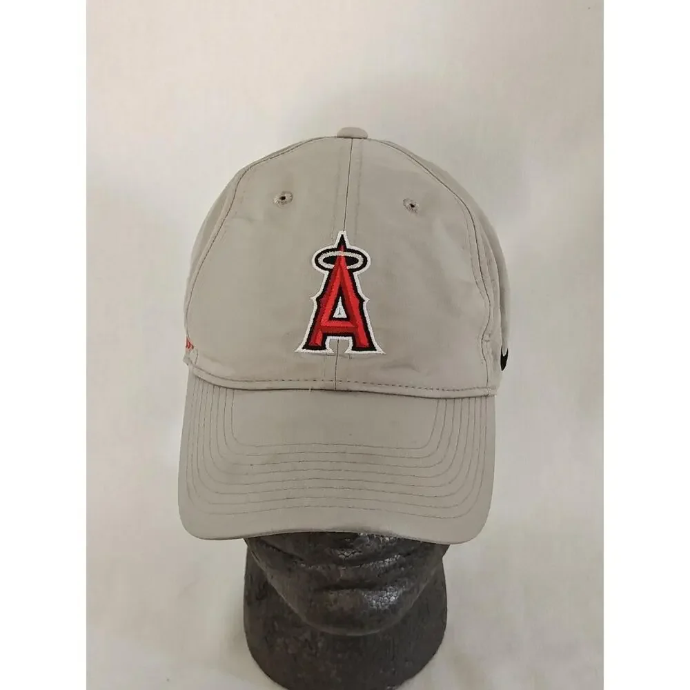 Anaheim Angels Gray Embroidered DriFit Strapback Hat Cap MLB‎ Nike Legacy91